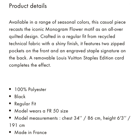 LVSE Flower Quilted Hoodie Reversible Jacket, sz 50, Black - Authentic NWOT - Picture 7 of 16